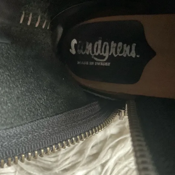 Sandgrens Black Nubuck Leather Wooden Clog Ankle Heeled Boots Size 40