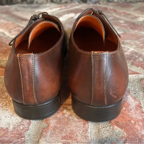 Santoni Brown Leather Oxford Shoes Made in Italy
