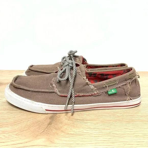 Sanuk Shoes Men's Size 11 Shipwrecked Lace Up Boat Shoes Sidewalk Surfer Canvas