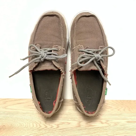 Sanuk Shoes Men's Size 11 Shipwrecked Lace Up Boat Shoes Sidewalk Surfer Canvas