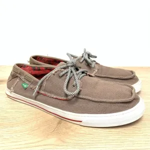 Sanuk Shoes Men's Size 11 Shipwrecked Lace Up Boat Shoes Sidewalk Surfer Canvas