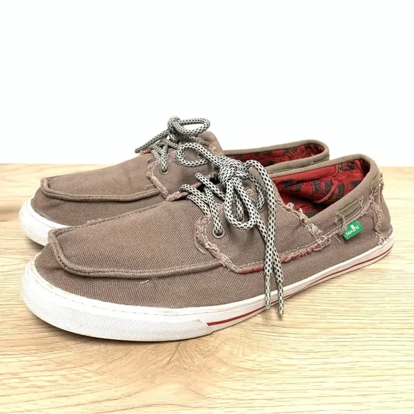 Sanuk Shoes Men's Size 11 Shipwrecked Lace Up Boat Shoes Sidewalk Surfer Canvas