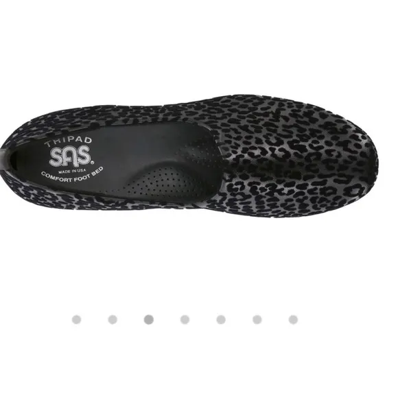 SAS Bliss Wedge Velvet Black Leopard Print Slip-On Shoes 9W