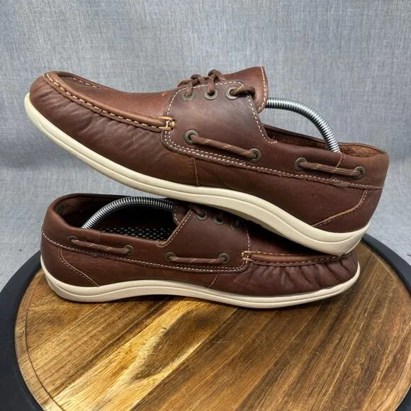 SAS Decksiders Men's 11 Wide Lace Up Deck Boat Shoes Brown Leather Tripad Comfy