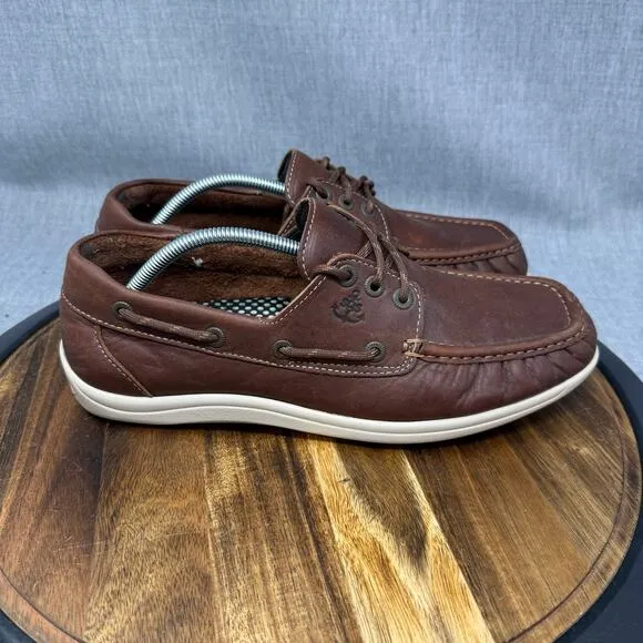SAS Decksiders Men's 11 Wide Lace Up Deck Boat Shoes Brown Leather Tripad Comfy