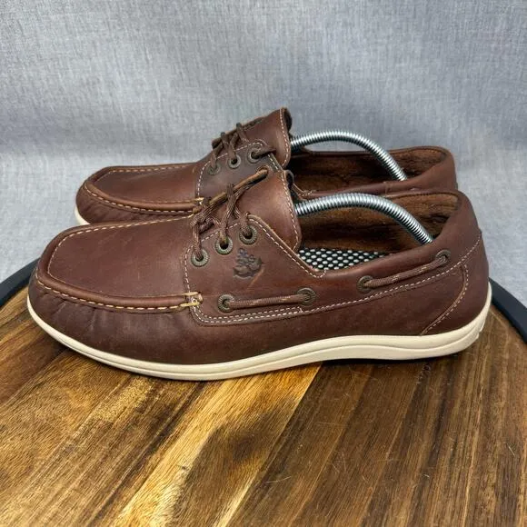 SAS Decksiders Men's 11 Wide Lace Up Deck Boat Shoes Brown Leather Tripad Comfy