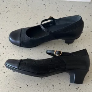 SAS Isabel Mary Jane's Size 8M Black/Snake Leather Shoes Made in USA EUC