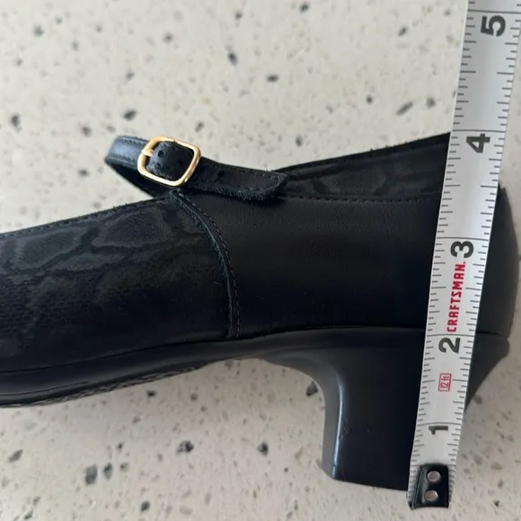 SAS Isabel Mary Jane's Size 8M Black/Snake Leather Shoes Made in USA EUC