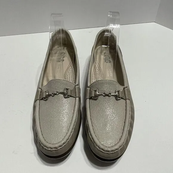 SAS METRO Horsebit Loafer Womens 9M Taupe Beige Leather TriPad Comfort Shoes EUC