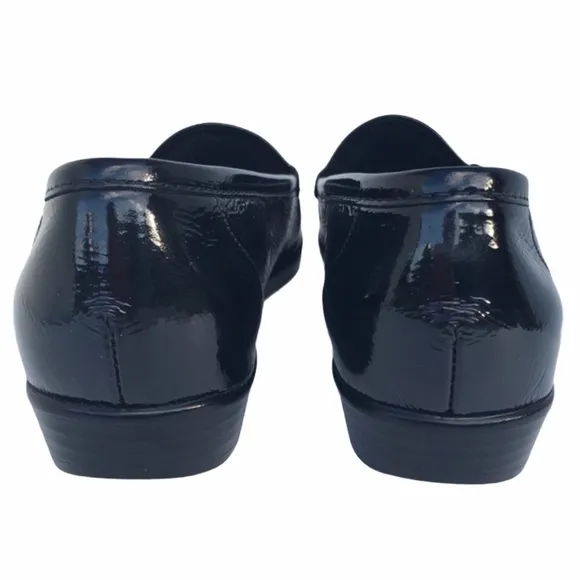 SAS Metro Loafers Women’s 7 Narrow Black Patent Leather Horsebit Slip On Shoes