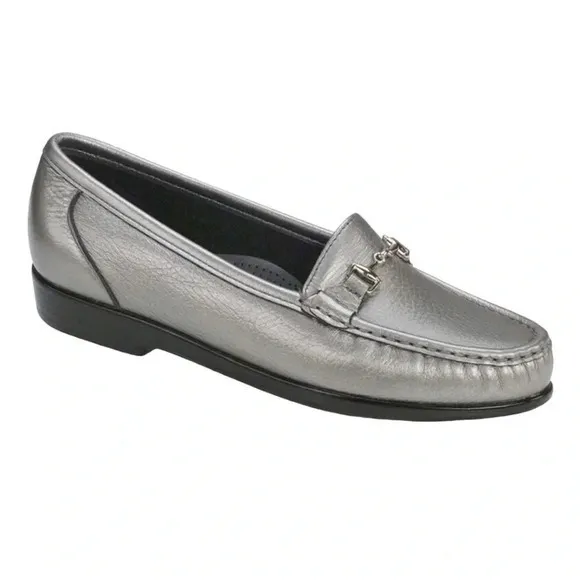 SAS METRO SLIP ON LOAFER IN PEWTER‎ SILVER HORSEBIT LOAFERS WOMEN SIZE 9.5