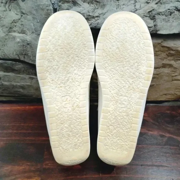 SAS Siesta Moccasins White Leather Nurse Career Soft Step Heel Sz 8 Wide