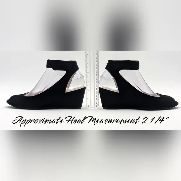 Sasha London Venice Wedge Black Suede Leather Sandal Women's Size 7