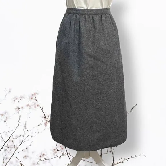 SASSON Vintage Gray Wool Blend Midi Skirt Sz 8