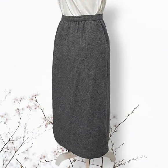 SASSON Vintage Gray Wool Blend Midi Skirt Sz 8