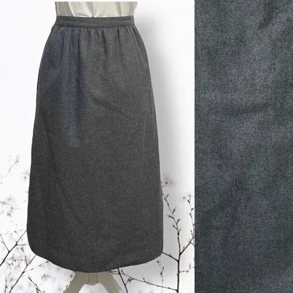 SASSON Vintage Gray Wool Blend Midi Skirt Sz 8