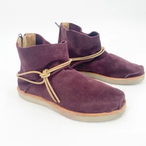 Satorisan Silverlake Suede Ankle Booties Tie Moccasins Purple Size 38