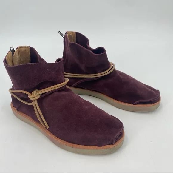 Satorisan Silverlake Suede Ankle Booties Tie Moccasins Purple Size 38