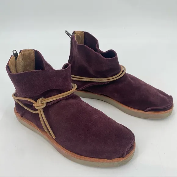 Satorisan Silverlake Suede Ankle Booties Tie Moccasins Purple Size 38