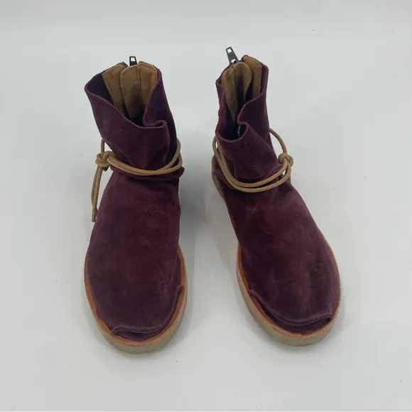 Satorisan Silverlake Suede Ankle Booties Tie Moccasins Purple Size 38