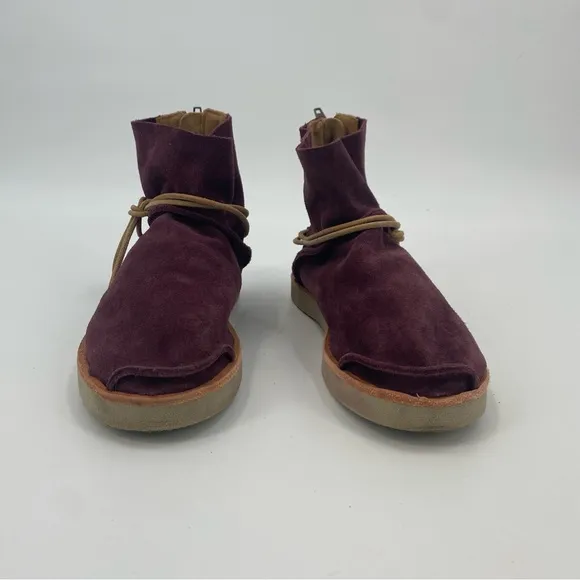 Satorisan Silverlake Suede Ankle Booties Tie Moccasins Purple Size 38