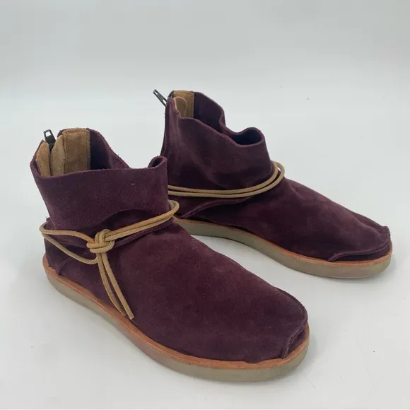 Satorisan Silverlake Suede Ankle Booties Tie Moccasins Purple Size 38