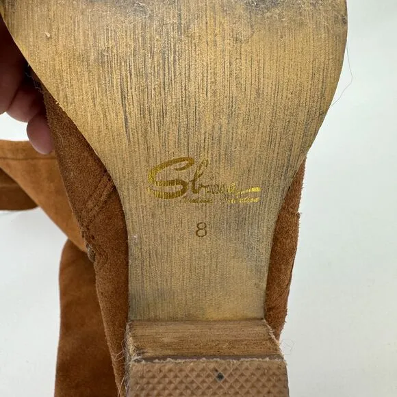 SBICCA Gusto Tan Suede Leather Over The Knee Heeled Boots Size 8