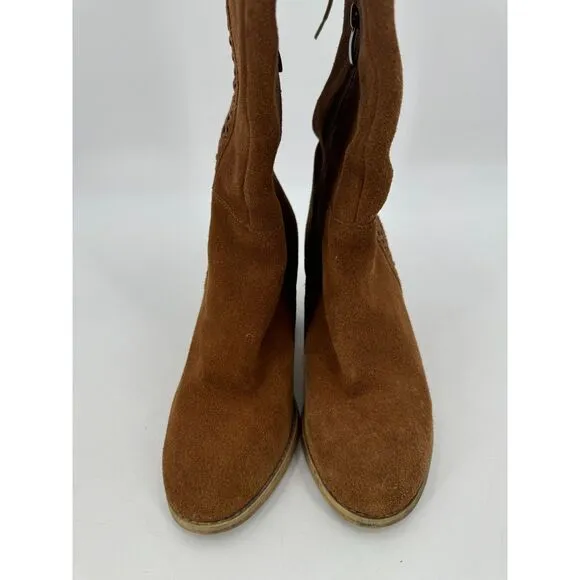 SBICCA Gusto Tan Suede Leather Over The Knee Heeled Boots Size 8