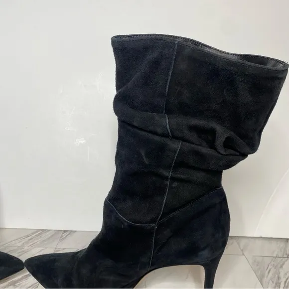 Schutz Ashlee Black Suede Slouch Heeled Boot 9B