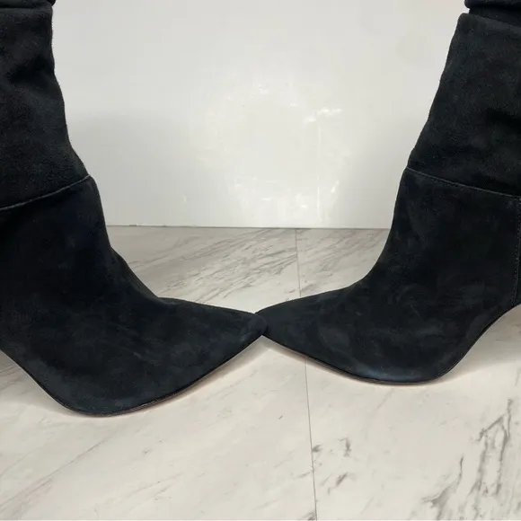 Schutz Ashlee Black Suede Slouch Heeled Boot 9B