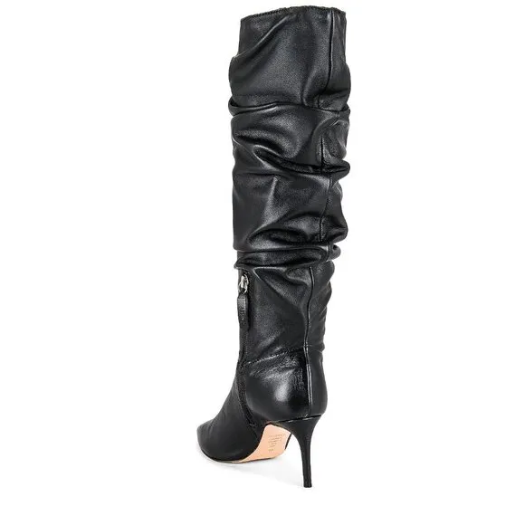 Schutz Ashlee Up Boots Black Leather Heeled