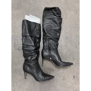 Schutz Ashlee Up Boots Black Leather Heeled
