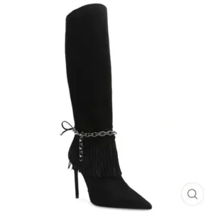 Schutz Black Vickie Suede Knee High Heeled Boots Size 7 NEW IN BOX