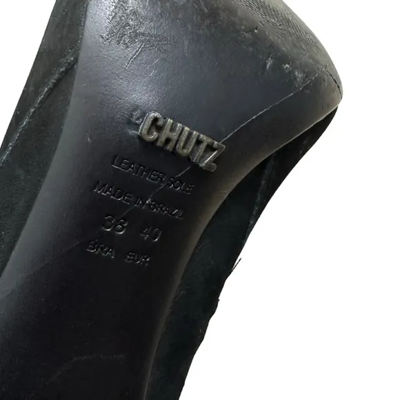 Schutz Boots Over the Knee Black Leather Lace Up Heeled Sexy Size 40 10