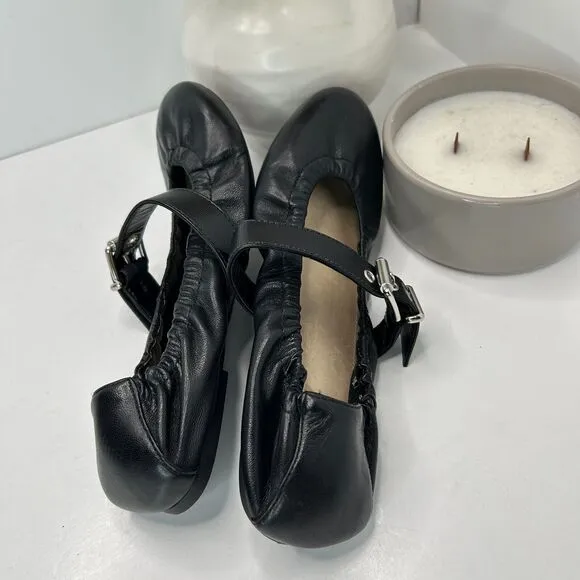 Schutz Calita Nappa Leather Mary Jane Ballerina Flats Black Women 6.5B Tried On