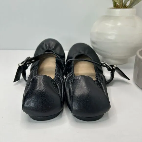 Schutz Calita Nappa Leather Mary Jane Ballerina Flats Black Women 6.5B Tried On