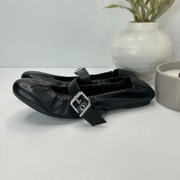 Schutz Calita Nappa Leather Mary Jane Ballerina Flats Black Women 6.5B Tried On