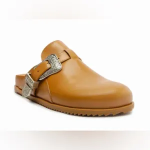 SCHUTZ Grace Brown Leather Clog Style Flats