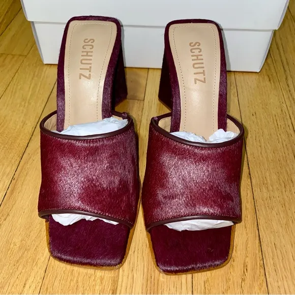 SCHUTZ Leather   Fur Sandals
