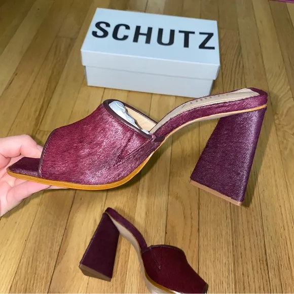 SCHUTZ Leather   Fur Sandals