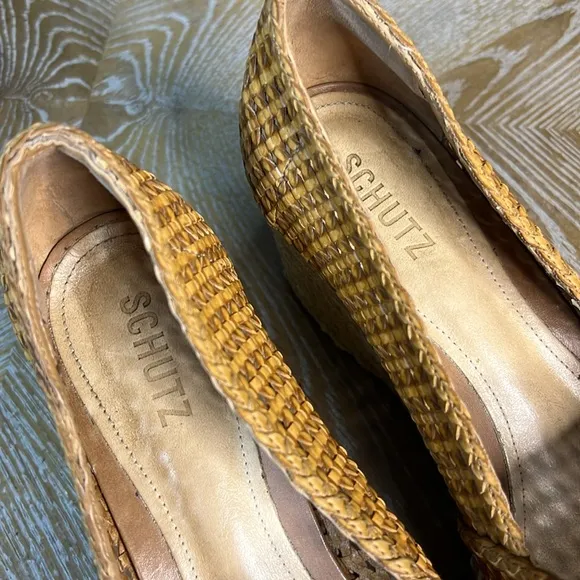 SCHUTZ Woven Espadrille Wedge Shoes 11