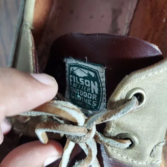 Sebago Docksides &amp; Filson Colab Leather/Canvas boat shoes 10  Topsides Moccasin