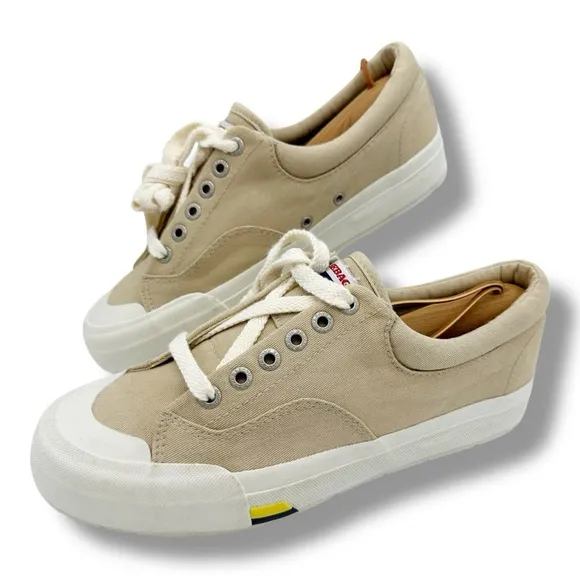 Sebago Docksides  Low Top Tie Tan Canvas Boat Shoe Sneaker Chunky  Women’s US 8M