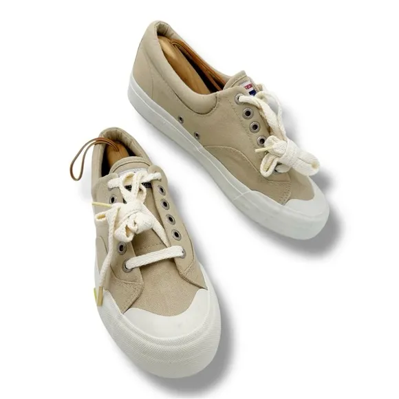 Sebago Docksides  Low Top Tie Tan Canvas Boat Shoe Sneaker Chunky  Women’s US 8M