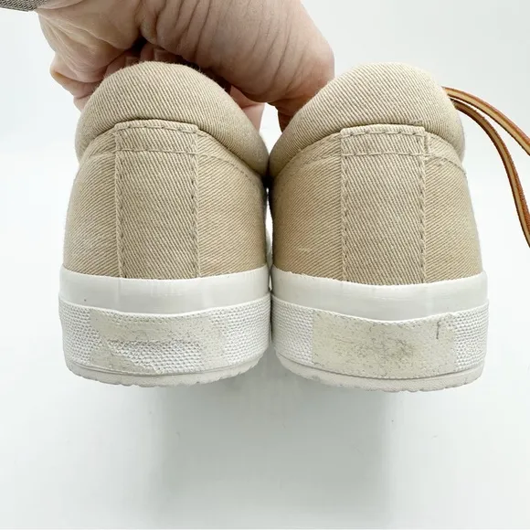 Sebago Docksides  Low Top Tie Tan Canvas Boat Shoe Sneaker Chunky  Women’s US 8M