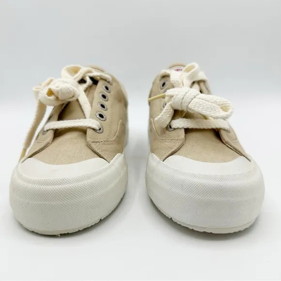 Sebago Docksides  Low Top Tie Tan Canvas Boat Shoe Sneaker Chunky  Women’s US 8M