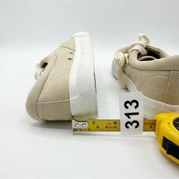 Sebago Docksides  Low Top Tie Tan Canvas Boat Shoe Sneaker Chunky  Women’s US 8M
