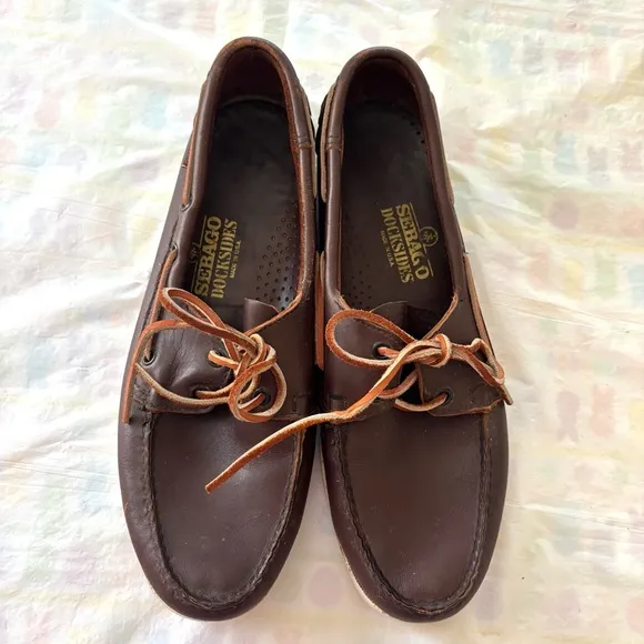 Sebago Portland Waxed Brown Leather Boat Shoes SZ 11.5 M Worn 1X