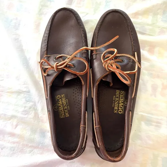 Sebago Portland Waxed Brown Leather Boat Shoes SZ 11.5 M Worn 1X