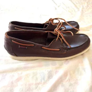 Sebago Portland Waxed Brown Leather Boat Shoes SZ 11.5 M Worn 1X